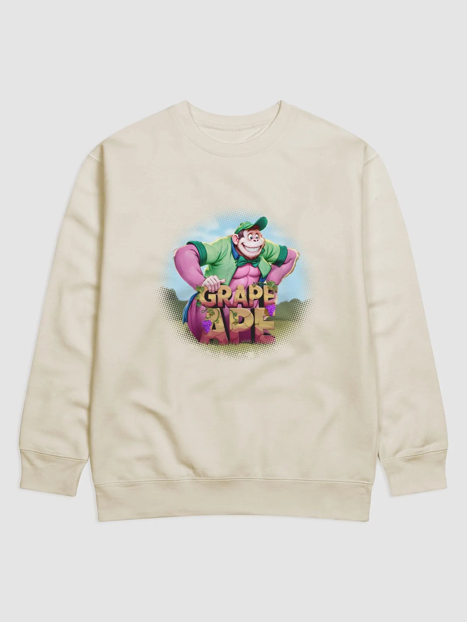 Grape Ape retro Saturday cartoons sweatshirt — grinning purple ape character